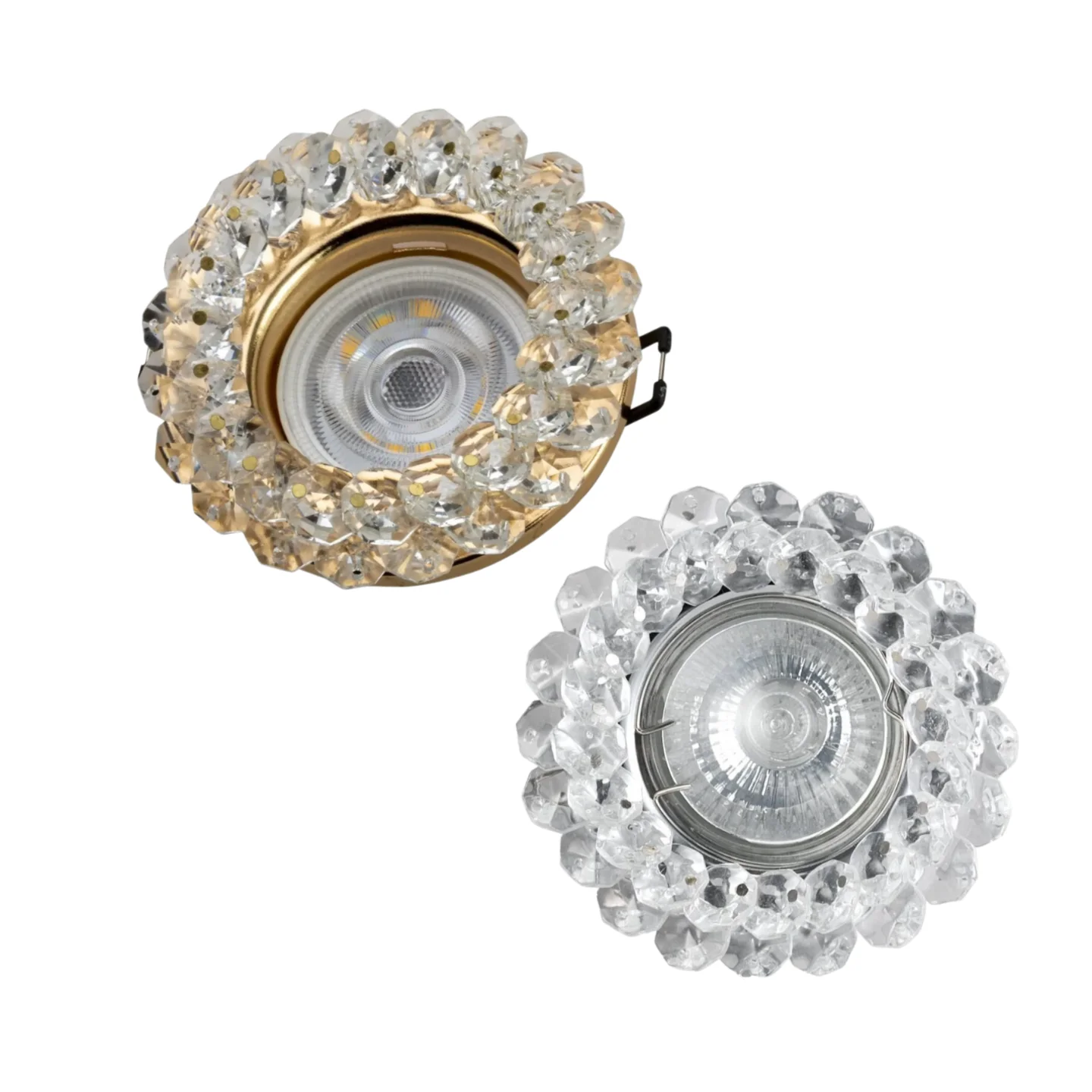 JOYINLED 1/10er-Pack Gold Chrom Kristall Einbaustrahler LED GU10 MR16 Spotlight Ausschnitt 75mm Spot-Beleuchtungskörper