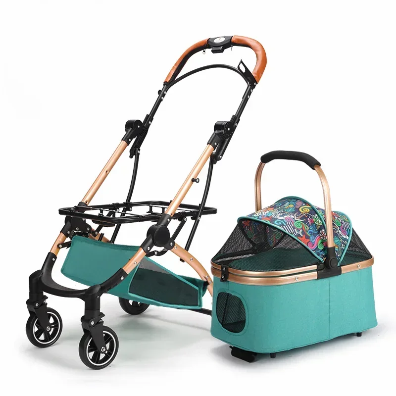 Tragbarer Multifunktionaler Haustier-Kinderwagen Abnehmbarer Fahrzeugmontierter Haustierkäfig Leichter und Faltbarer Haustier-Kinderwagen Hundebuggy