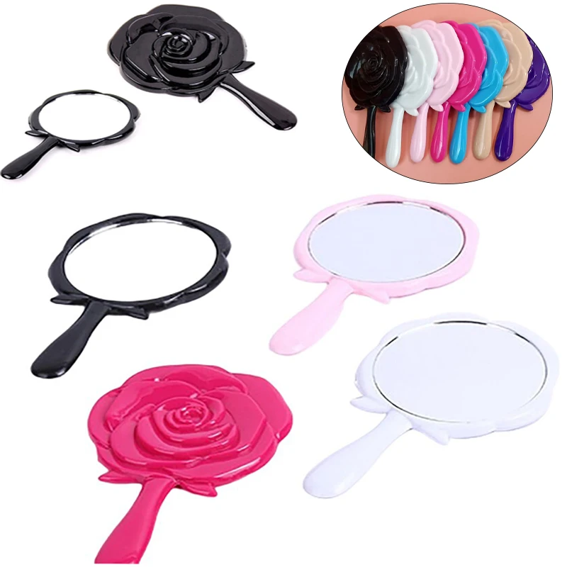 Handheld Kosmetik spiegel Vintage Rose Make-up Spiegel Griff Spiegel Taschen spiegel Make-up Eitelkeit Kosmetik Kompakt spiegel für Frauen