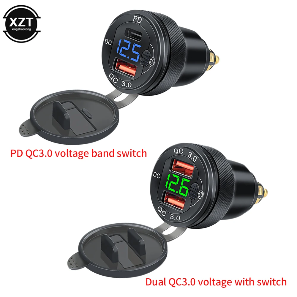 Auto Motorrad Zigarettenanzünder Dual USB Autoladegerät QC3.0 + QCPD Schnellladegerät 12-24V Ladeadapter für BMW R1200GS R1250GS