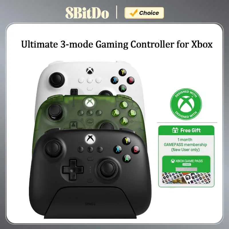 8BitDo Ultimate 3-Modus-Gaming-Controller für Xbox, Bluetooth-Gamepad mit Hall-Effekt-Joysticks, für PC Windows und Android