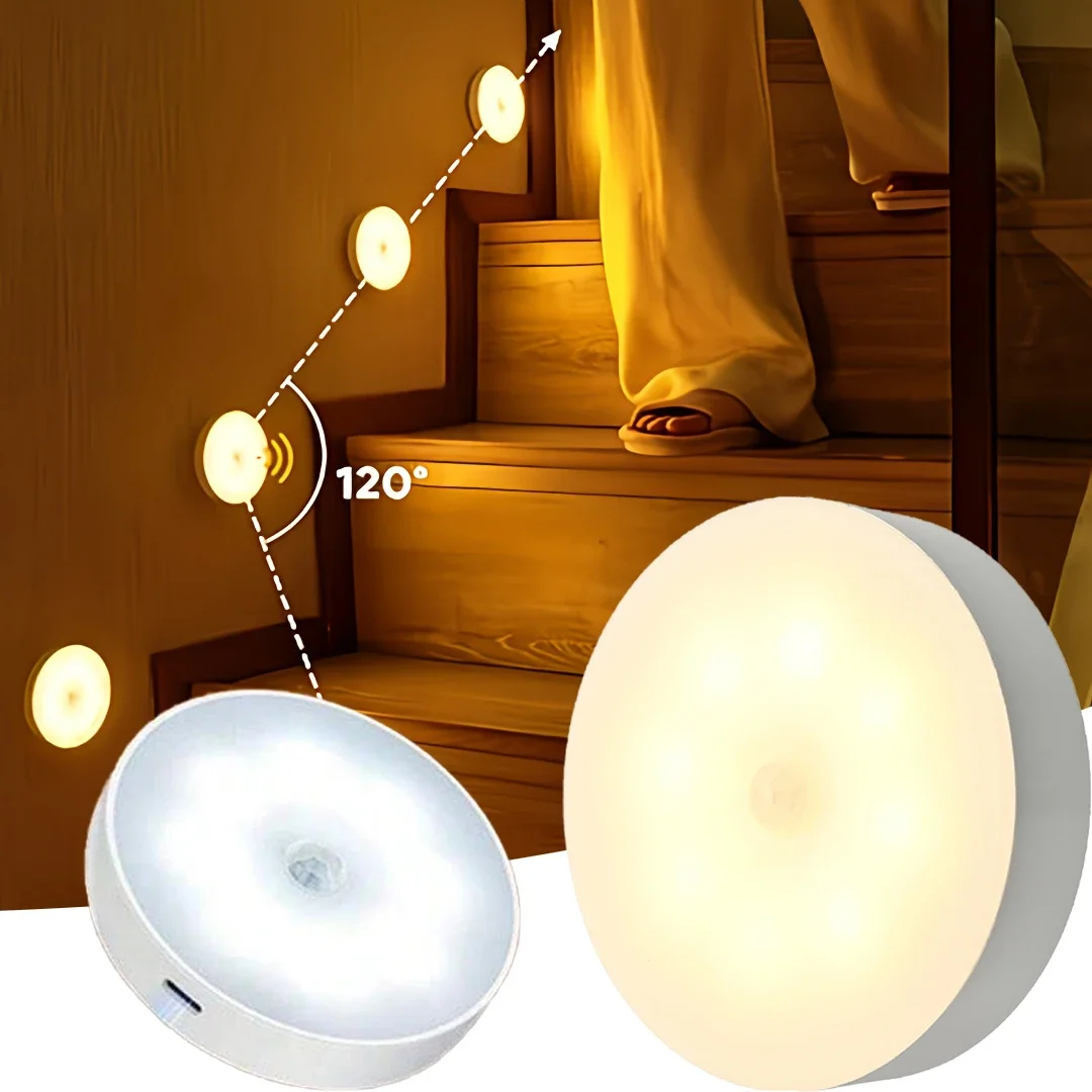 Wiederaufladbares Nachtlicht mit Bewegungsmelder, warmweiße LED-Schranklampe, Schrank, Schublade, Nachttischbeleuchtung, magnetische Installation, Korridor