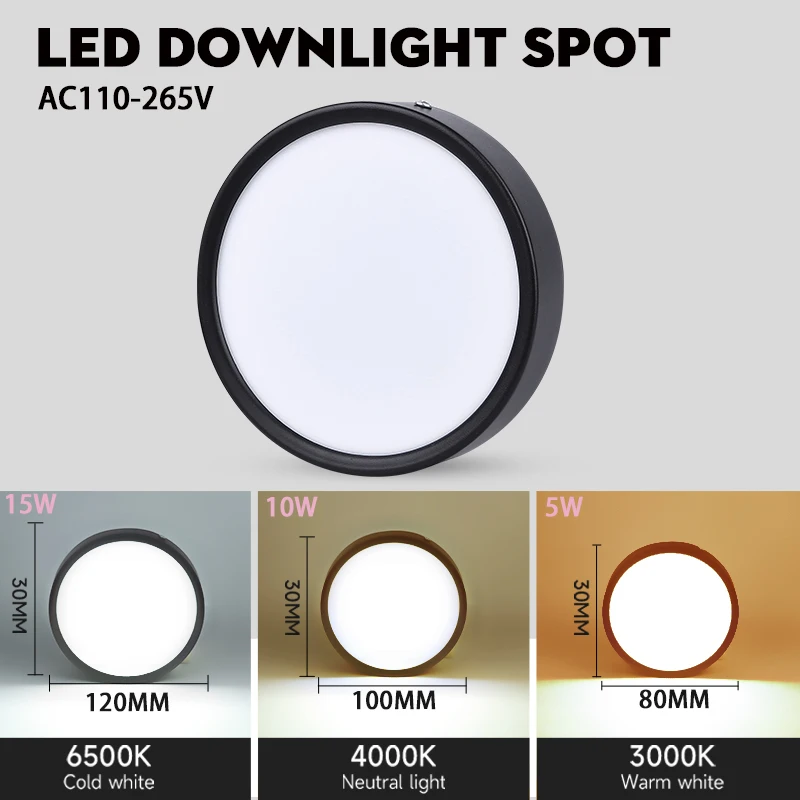 LED-Deckenleuchte, LED-Spot-Downlight, 10/15/25 W, oberflächenmontierte Downlights, dünner faltbarer Strahler für Wohnzimmer, Spots, Decke