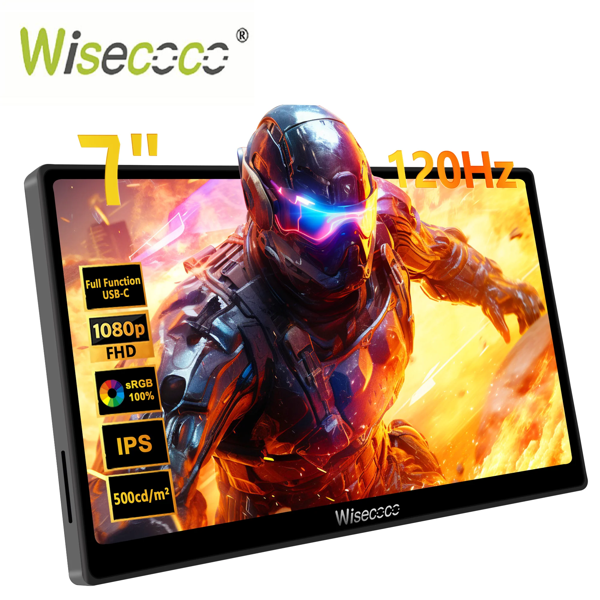 Wisecoco 7 Zoll 120Hz Touch-Monitor FHD 1920x1080 IPS Dual-Player Gaming-Zweitbildschirm Handheld-Konsolen-Display für Switch Xbox