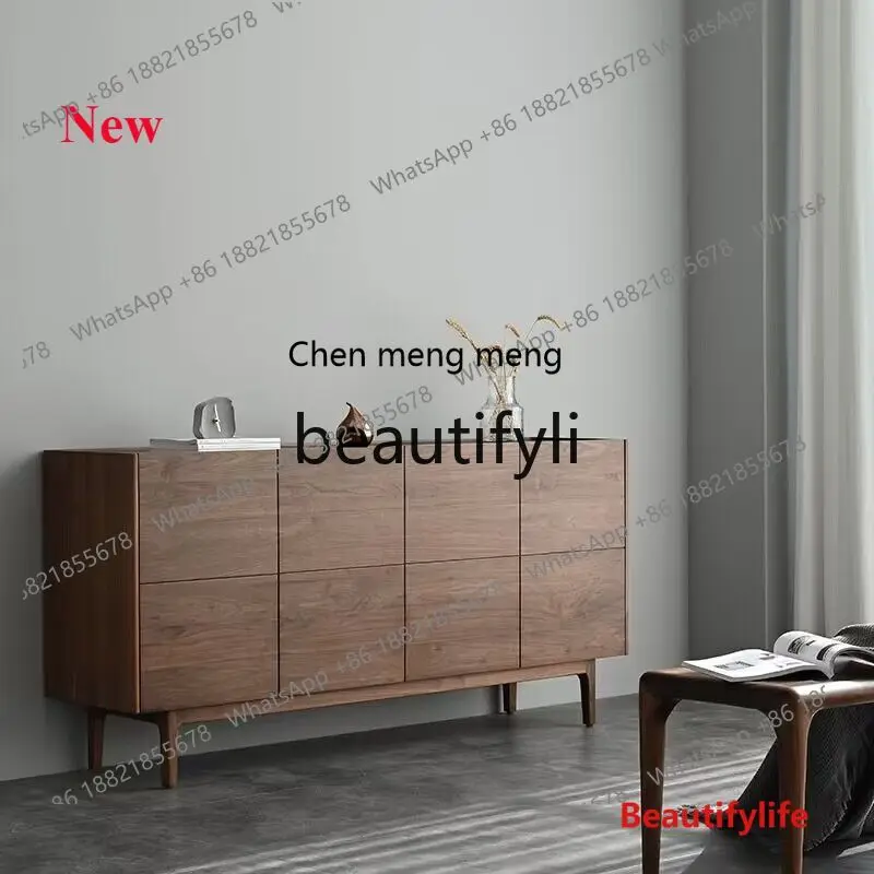 cn8350 ss Nordic Schwarz Walnuss Farbe Sideboard Schrank Einfache Moderne Lagerung Wand Schrank Wohnzimmer Eingangsbereich Schrank