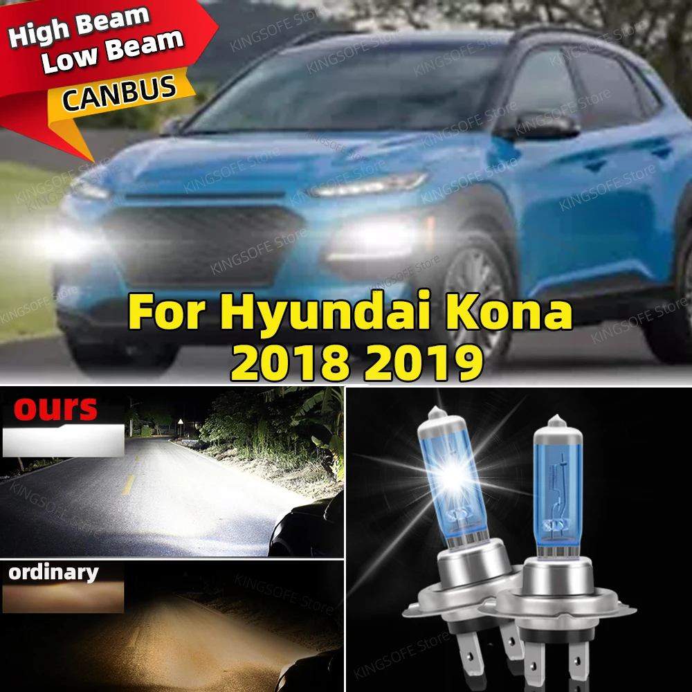 2 stücke H7 6000 karat Halogenlampe Super Helle Weiß 12 V Auto Scheinwerfer 100 watt Canbus Halogenlampe für Hyundai Kona 2018 2019