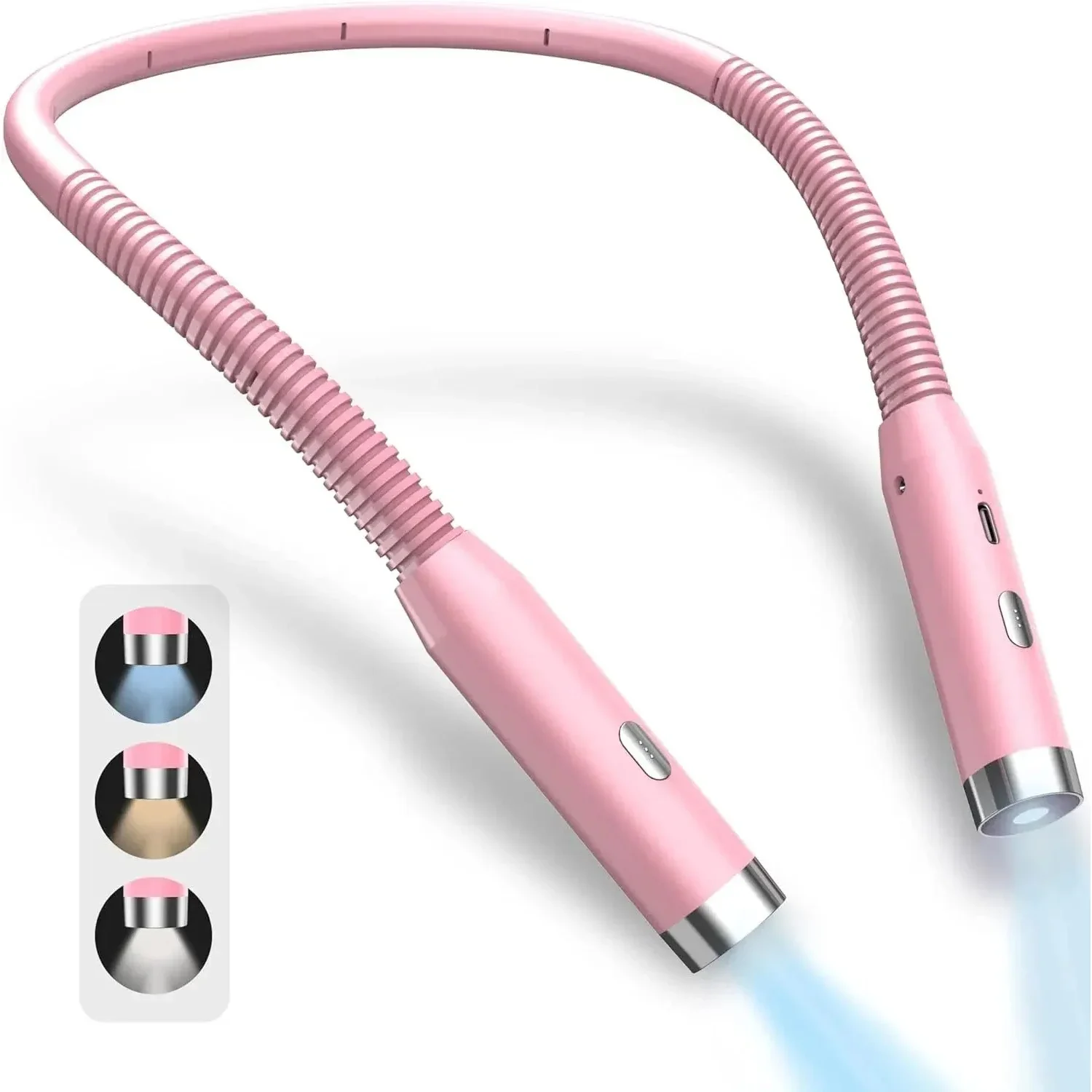 Leselampe, LED-Licht, USB-Aufladbare LED-Nackenleselampe, 3 Farben und 3 Helligkeitsstufen Einstellbare Leselampe