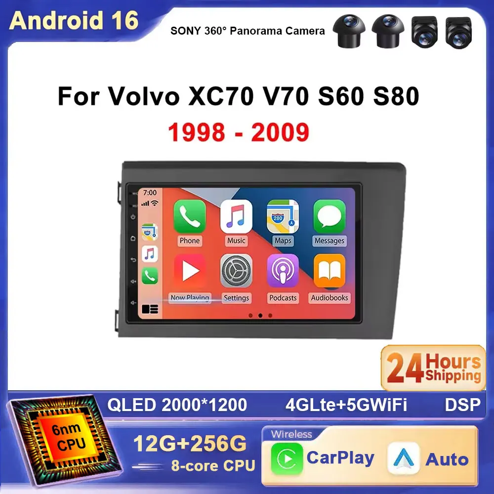 Für Volvo S60 2000-2004 Android 16 Autoradio-Navigation Multimedia-Videoplayer Navigation Stereo GPS Wireless Carplay WIFI 4G