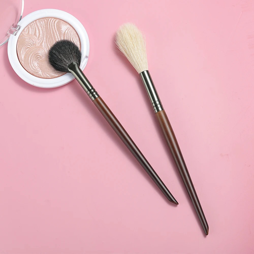 OVW 2PCS Ziegenhaar Flamme Form Highlight Pinsel Weiche Professionelle Gesichts Fan Make-Up Pinsel Set Schönheit Kosmetik Werkzeug Maquiagem