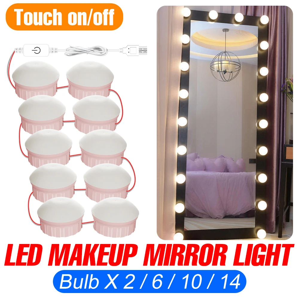 LED Make-Up Tische Spiegel Lampe USB Bad Eitelkeit Lichter LED Schlafzimmer Nacht Licht Für Dressing Raum Voller Körper Spiegel Wand lampe