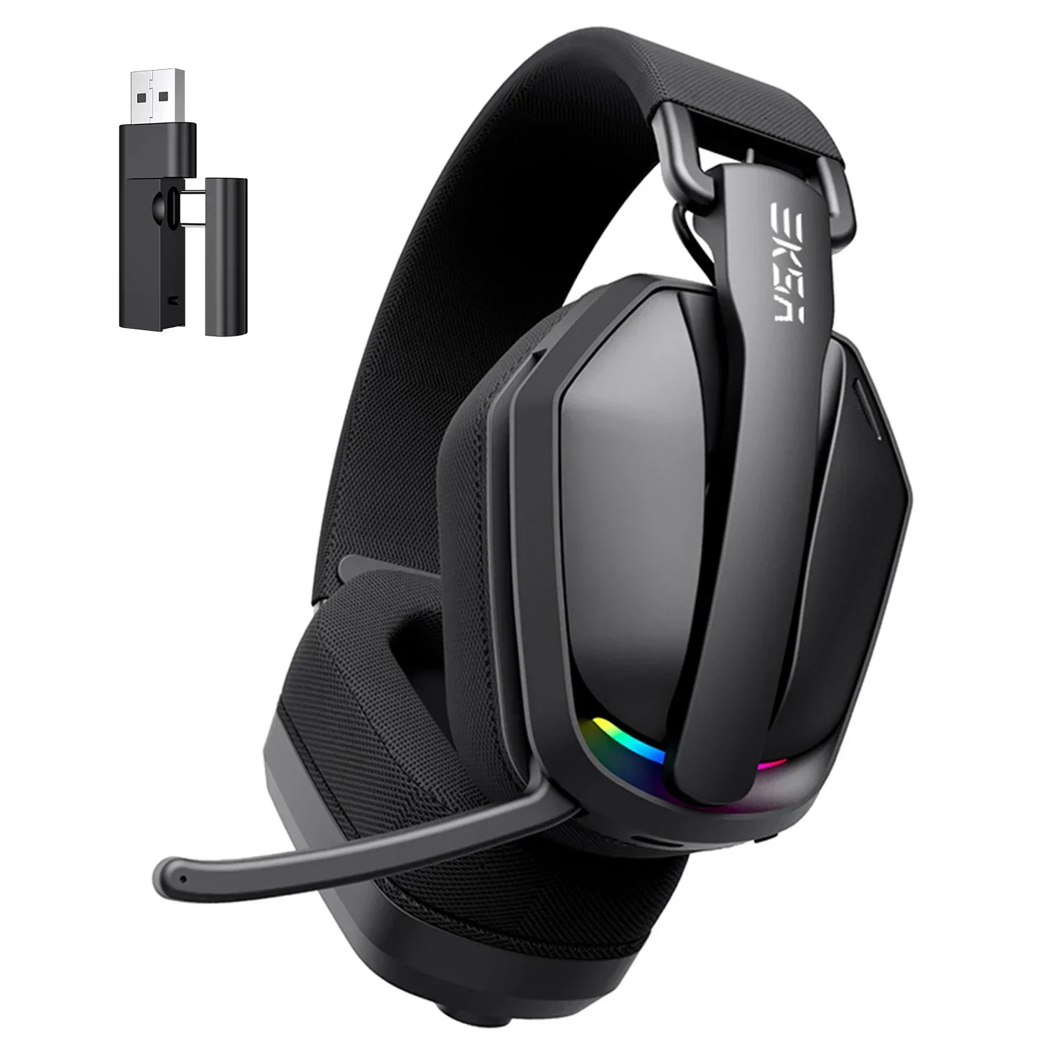 EKSA 2,4 GHz kabellose Gaming-Kopfhörer mit Mikrofon, USB/Typ C, ultraleichtes, faltbares Over-Ear-Bluetooth-Headset für PC/PS5/Xbox