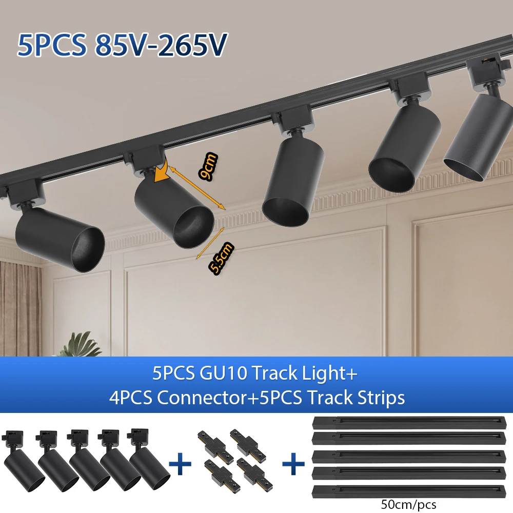LED-Deckenspot GU10 Schienenbeleuchtung 110V 220V LED-Deckenleuchte für Wohnzimmer Küche Linienbeleuchtung Schienensysteme Spotlight-Set
