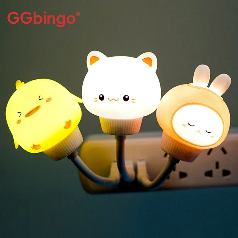 GGbingo Nachtlicht USB/Fernbedienung LED Niedliche Cartoon-Nachtlampe Bär Kätzchen Licht für Kinderzimmer Deko Nachttischlampe