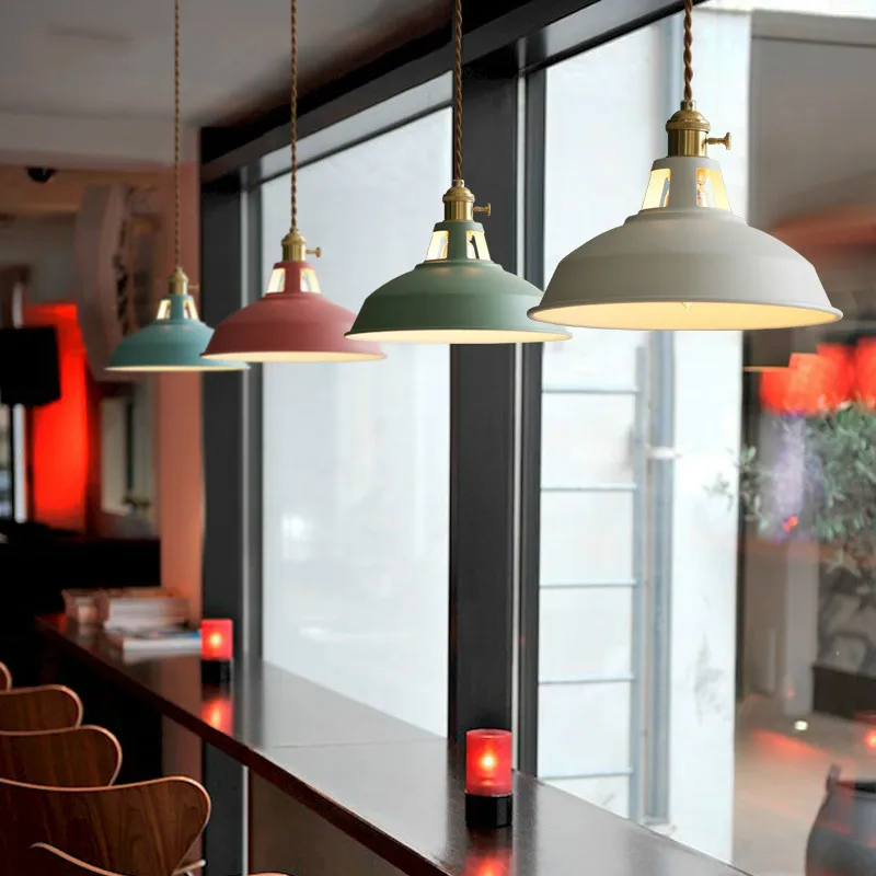 Bunte Pendel leuchte Retro Industrie Restaurant Küche Home Decken lampe Vintage Hängelampe Lampen schirm dekorative Lampe geführt deckenleuchte deko wohnzimmer nachtlicht nachttischlampe pendelleuchte dekor home