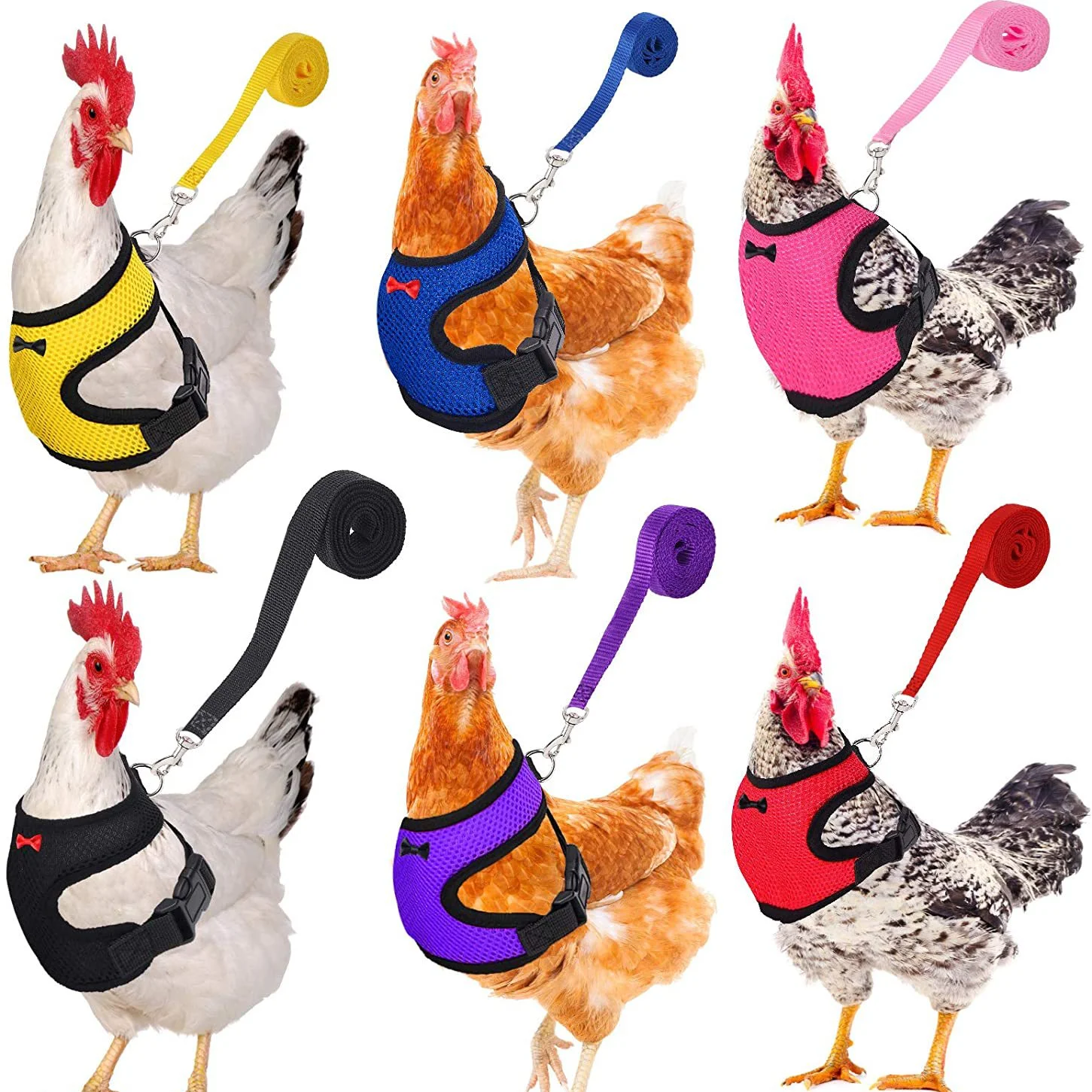 Mode Huhn Ente Weste Hen Gürtel Pet Harness Passende Halsbänder Bogen Komfortable Führt Atmungsaktive Geflügel Liefert