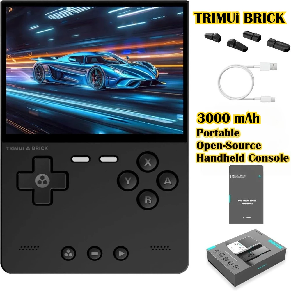 Trimui Brick Retro Handheld-Spielkonsole 3,2 Zoll IPS-Bildschirm Linux-System Tragbarer Videospiel-Player LED-Licht, Gratis Tastenkappen-Geschenk