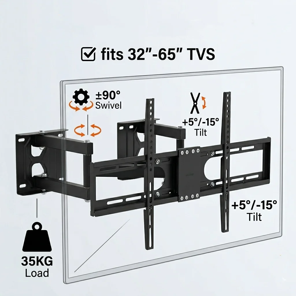 Eck-TV-Wandhalterung für 32-65 Zoll LCD LED Plasma Flachbildschirme Schwenk- und Neigbare TV-Halterung