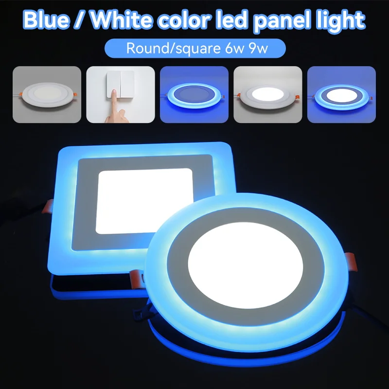 Deckeneinbauleuchte, LED-Downlight, blaue und kalte Lichter, Glanz-Panel-Beleuchtung für Wohnzimmer, AC85–265 V, Spot-LED-Deckenleuchte