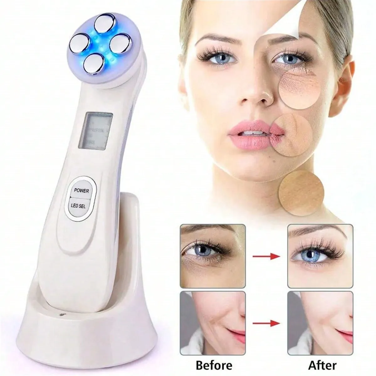 Mini Für Gesicht Haut LED Verjüngung Zauberstab Gesicht Hautpflege Massage Schönheit Gerät, Led Photon Hautpflege Gerät, USB Aufladbare