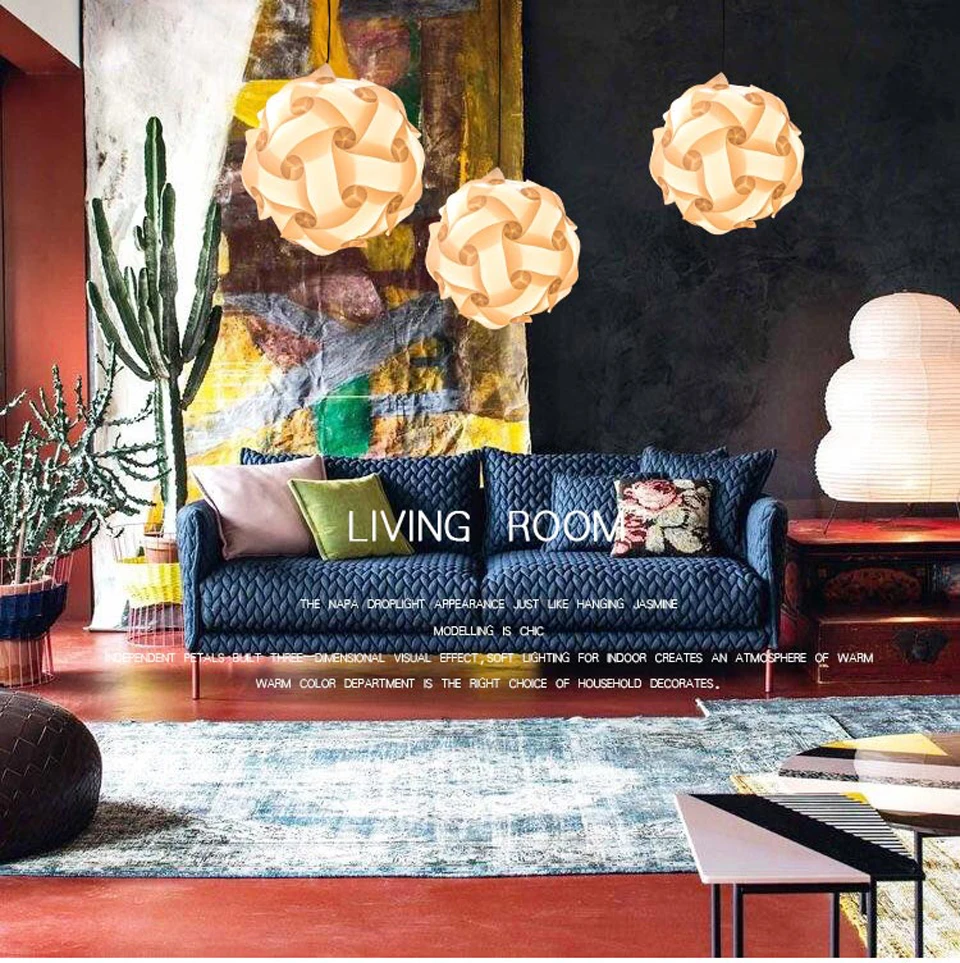 Durchmesser 25cm/30cm/40cm Lampenschirm + E27 Lampenfassung 1 Meter Hängedraht DIY Moderne Kugel Neuartige IQ Puzzle-Lampe Pendelleuchte