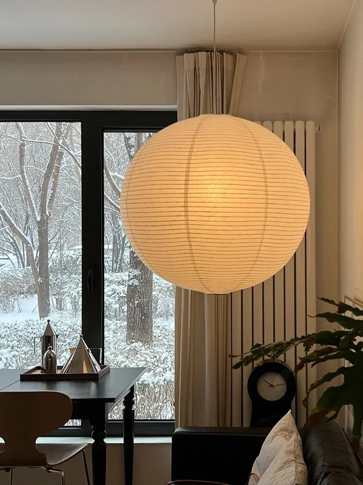 Japanische Wabi Sabi Wind Runde Reis Papier Led Anhänger Lichter Nordic Wohnzimmer Esszimmer Kronleuchter Loft Wohnkultur Lampen leuchten