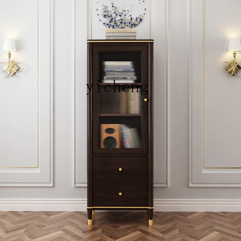 GZ Restaurant-Eckschrank aus massivem Holz, Weinschrank, Aufbewahrungsschrank, eintüriger Weinschrank, Glastür, TV-Seite