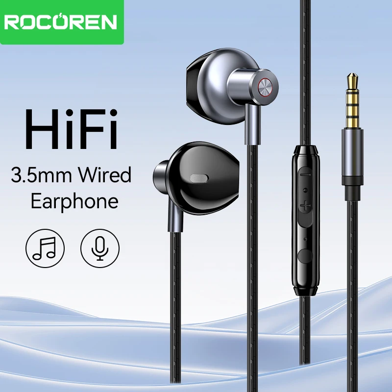  Rocoren 3,5mm Aux Wired Kopfhörer In Ear Jack Headset Mit Mikrofon Für Samsung telefon Computer PC Tablets Headset Kopfhörer