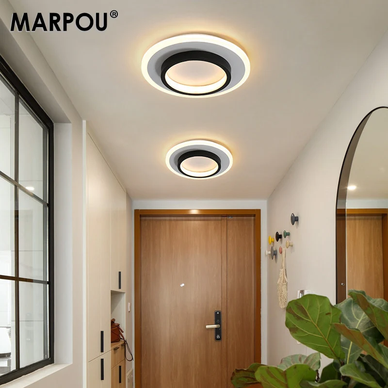MARPOU Moderne LED-Deckenleuchte, 3 Farbtemperaturen, gebackene Emaille, Flurlampen, Balkonbeleuchtung, Schlafzimmer, Wohnzimmer, 90 V-260 V