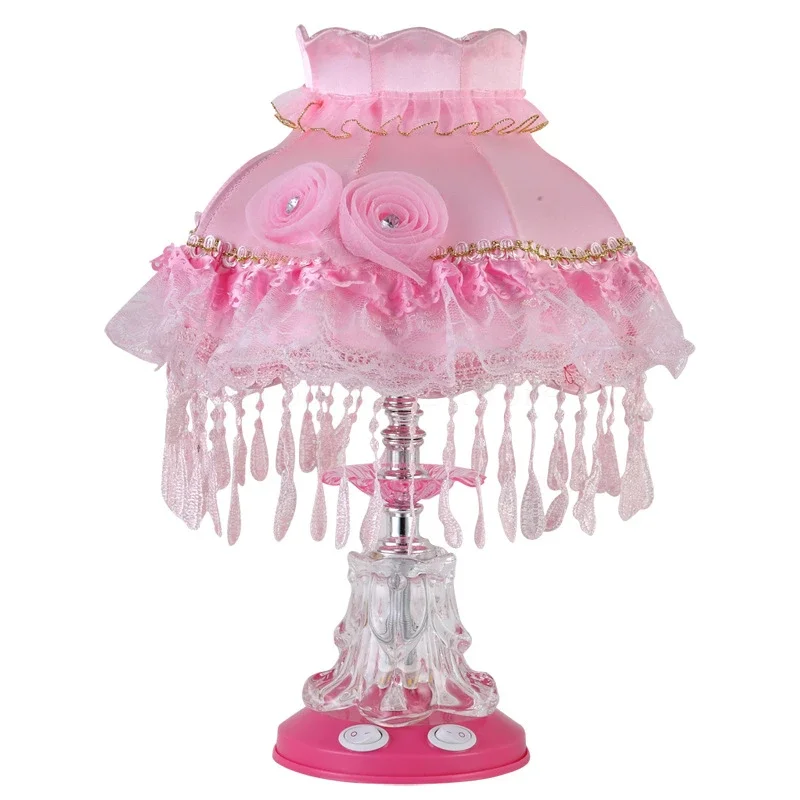 Nordische Retro Rosa Tischlampen für Kinderzimmer Nachttischlampe Prinzessinnen-Zimmer-Deko Rote Schreibtischlampe