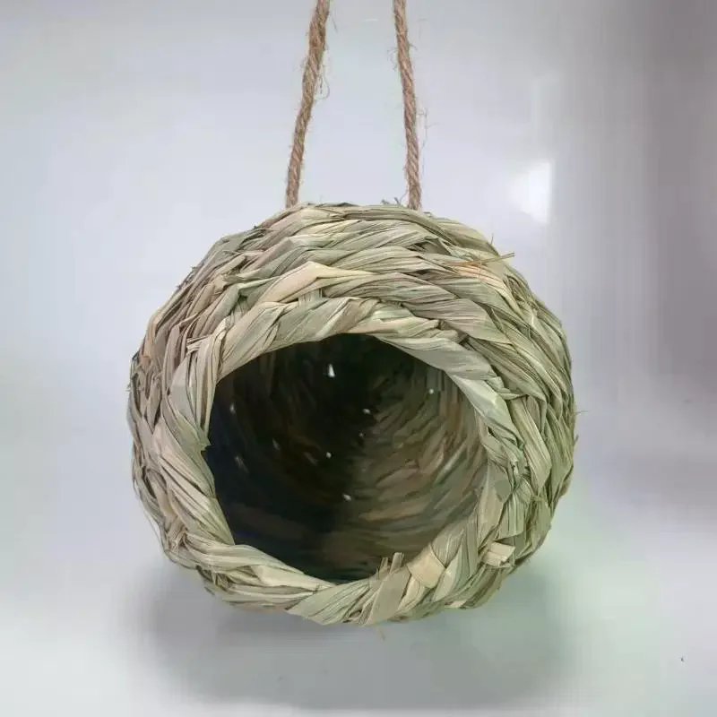 10/12/14cm Vogelnest Vogelkäfig Gras-Eierkäfig Vogelhaus Dekoratives Geflochtenes Hängendes Papageien-Nest Haustier-Schlafzimmer für Draußen