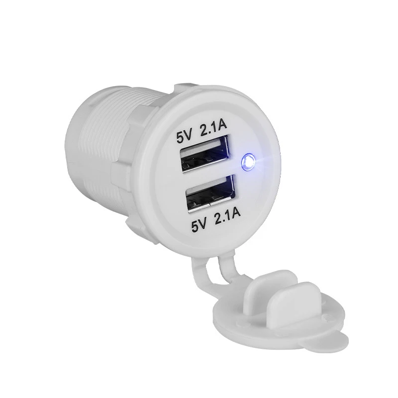 NEUESTE Weiß Dual USB Auto Motorrad Boot Yacht Ladegerät 12V Auto Ladegerät Adapter Auto Zubehör