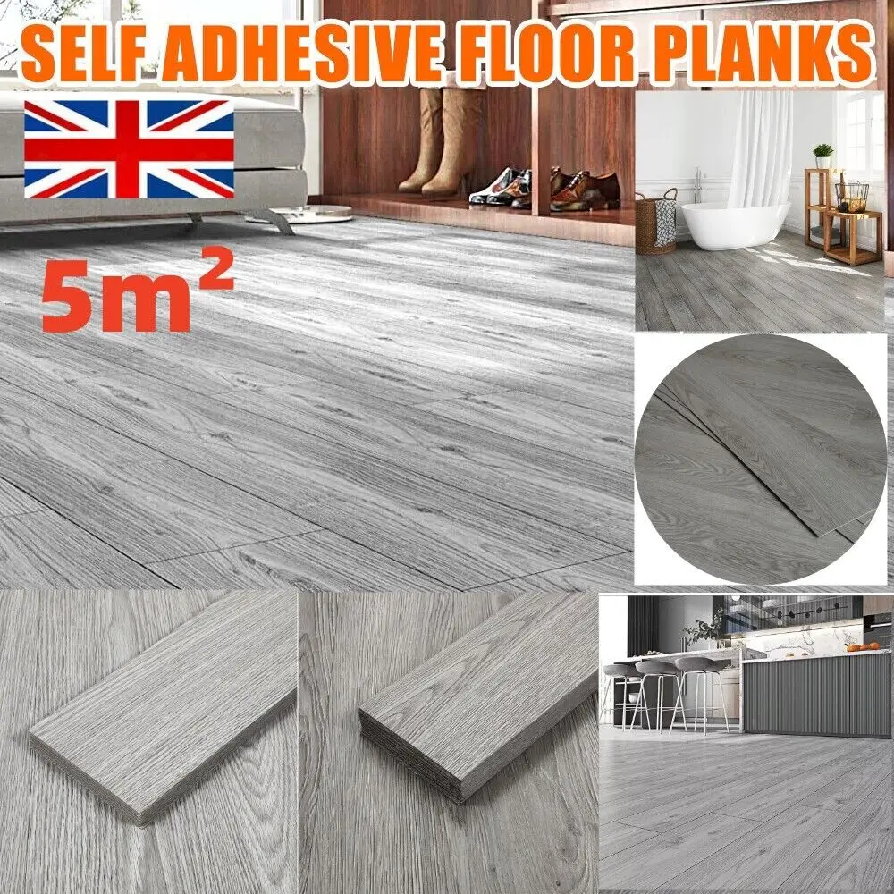 36Pcs Self Adhesive Vinyl Floor Planks 5m² Wood Effect Flooring Tiles Waterproof Non Slip Peel and Stick Floor Panels PVC Flooring for Kitchen Bathroom Living Room Bedroom Office Easy DIY Installation