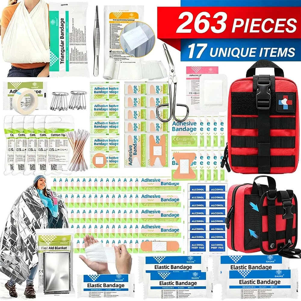 Trousse de premiers secours portable 263 pièces, pochette EDC Molle, ensemble complet d
