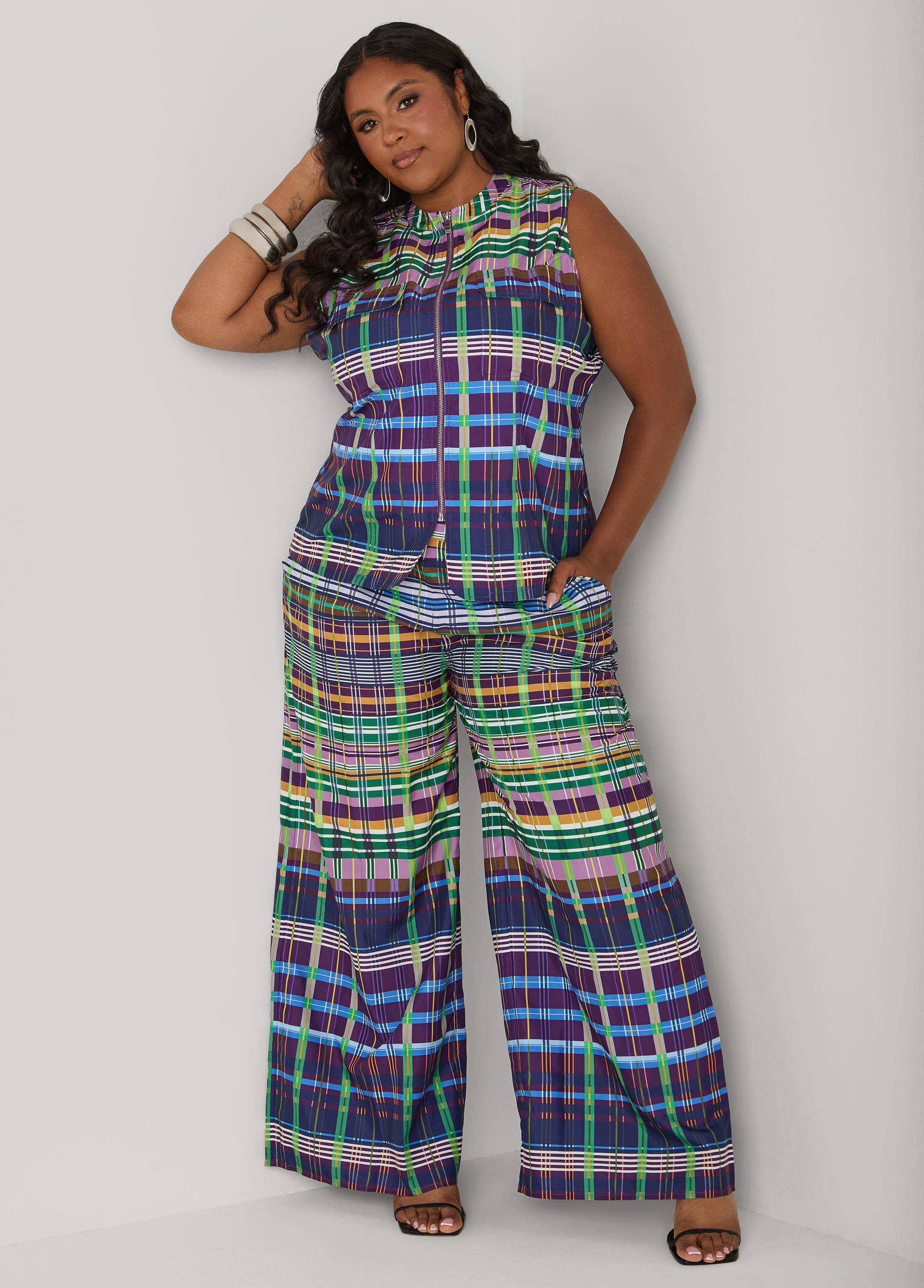 Plus Size Plaid Zip Front Vest - Ashley Stewart