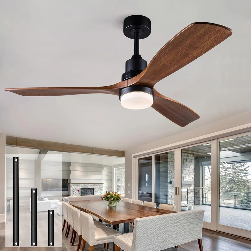 Deckenventilatoren mit Beleuchtung 42 52 60 Zoll Holz-Deckenventilatoren mit Fernbedienung, reversibler DC-Motor, elektrischer Ventilator für Esszimmer, Schlafzimmer, Innenbereich