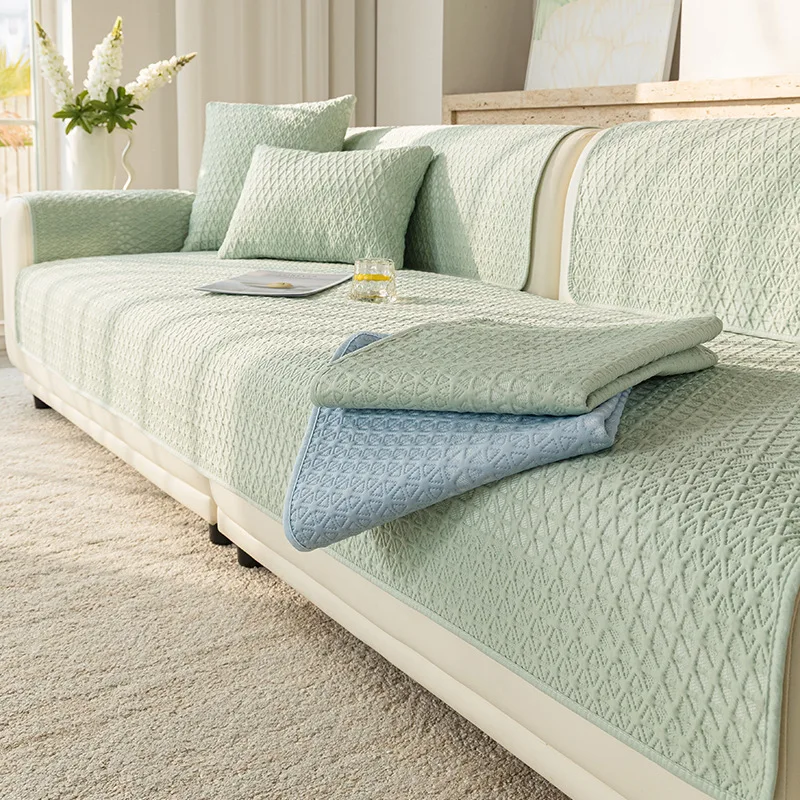 Eisseide Sofakissen für Wohnzimmer Sommer Kühlende Sofasitzauflage Rutschfeste Atmungsaktive Haustier-Couchbezüge