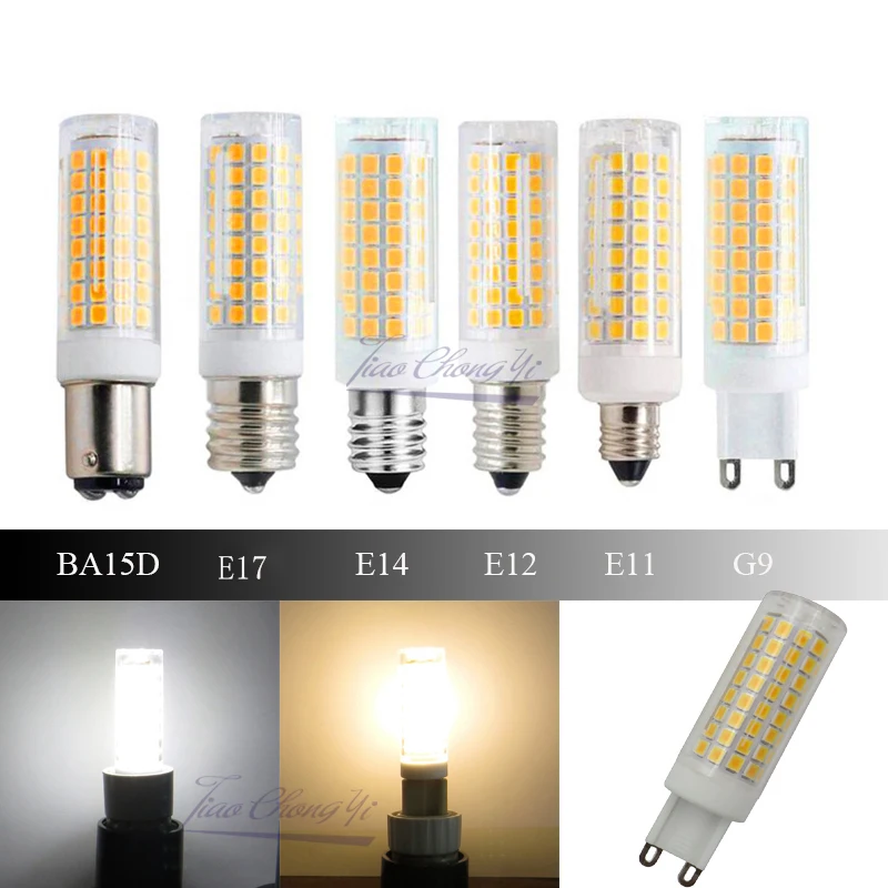 LED-Keramik-Glühbirne Mini Corn AC110V 120V Dimmbar G9 E11 E12 E14 E17 BA15D Energiesparend 10W Ersatz für 100W Halogenlampe