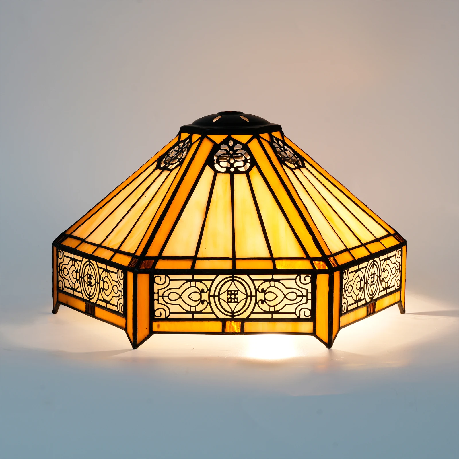 Vintage Sechseckiger Glaslampenschirm Ersatz Buntglas-Lampenschirm Pendelleuchten-Schirm Ersatz Stehlampen-Schirm
