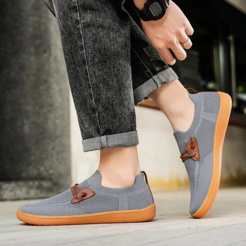 Herren Einfache Breitfuß-Sneaker Minimalistische Mesh-Komfortschuhe Zero Drop Schuh Neue Atmungsaktive Modische Barfuß-Sneaker für Männer