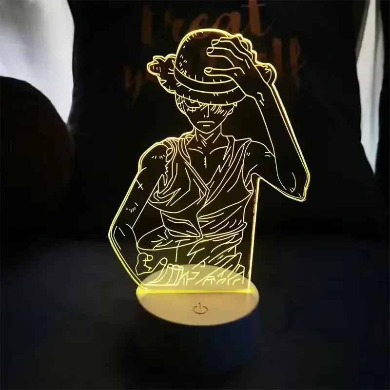 1 Stück D Ruffy Led Nachtlicht Sabo Nami Sanji Nico Acryl 3D Lampe Schlafzimmer Dekor Anime Roronoa Zoro Schreibtischlampe Kinder Geschenk