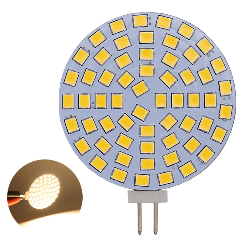 10 Stück DC12V 24V 6W G4 LED-Birne 60 SMD Maiskolben-Licht Auto LKW Motorrad Runde Kronleuchter Kristall-Lampe Ersatz für 60W Halogen 3000K 6000K