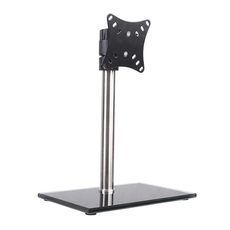 Universeller TV-Ständer – Tisch-TV-Ständer für 14–27 Zoll LCD-LED-Fernseher – höhenverstellbarer TV-Basisständer mit gehärtetem Glassockel