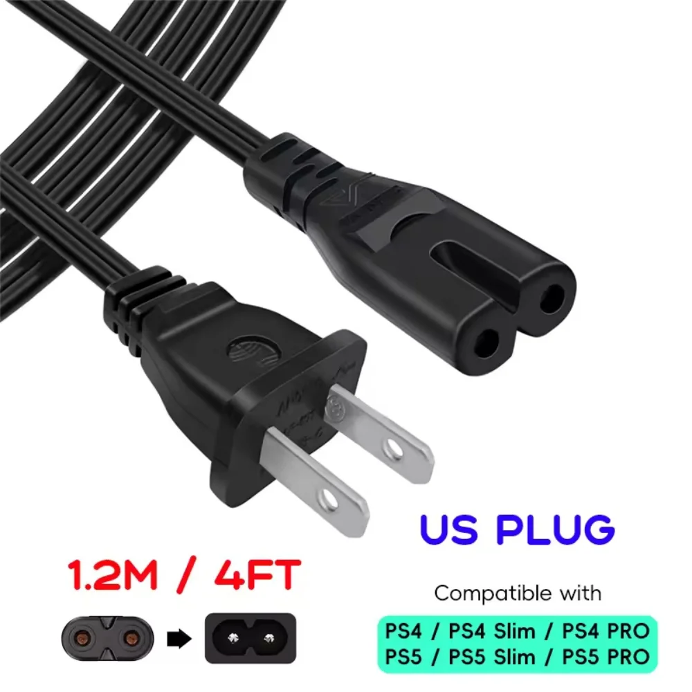 Stromkabel für Xbox, PlayStation 5 & 4, Kompatibel mit Xbox, PS5 / Pro / Slim, PS4 / Pro / Slim, Verfügbar mit US-, UK- und EU-Standardstecker