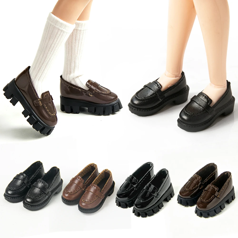 Blythe Schuhe Schwarz Braun Modische Loafer Uniformschuhe für Azone Ob22 B24 Oioi Studio Electronics Street BJD Puppenzubehör