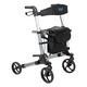 Days Lightweight Deluxe Rollator, Folding Four Wheel Mobility Walker, Back Support, Mobility Aid Seat, Carry Bag, Adjustable Seat Height, Silver