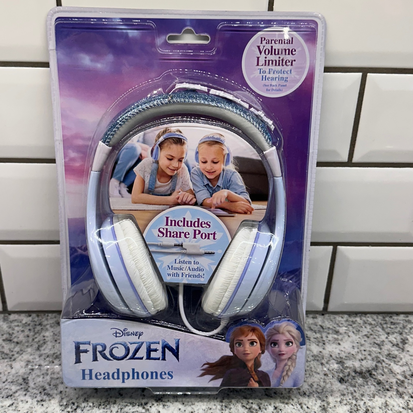 Disney Headphones | Disney Kids Os Frozen Headphones Blue Volume Limited Share Port Elsa Anna Olaf | Color: Blue/Purple | Size: Os