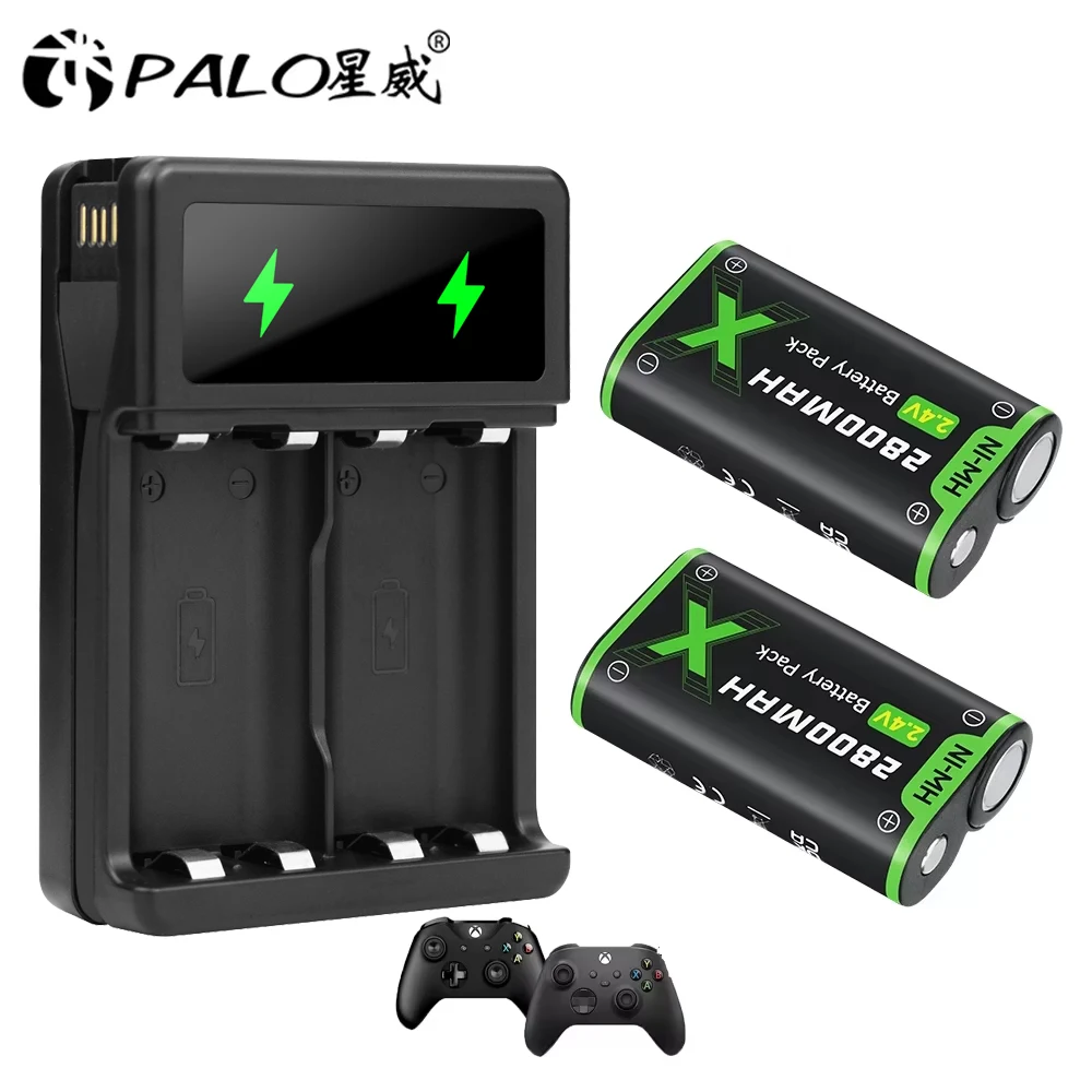 PALO Wiederaufladbarer Akku für Xbox X/S Serie für Xbox One S/X Controller Akku für Xbox One & USB LCD Schnell-Ladegerät