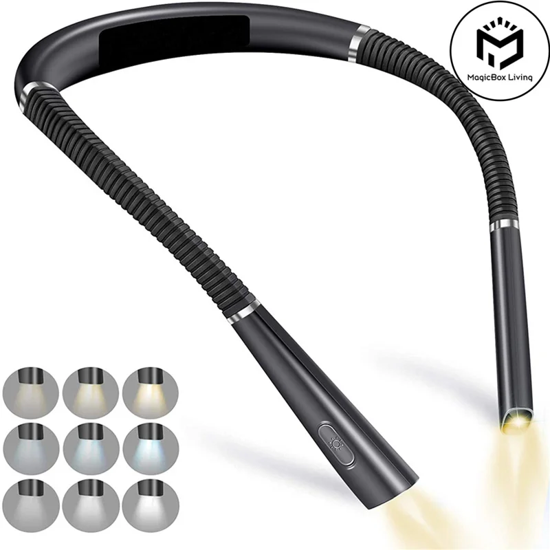 Hals-Leselampe, Neuheit, flexible Halslichter, Freisprech-Buchlicht, Hanling-Leselampe, tragbare USB-wiederaufladbare Buchbeleuchtung
