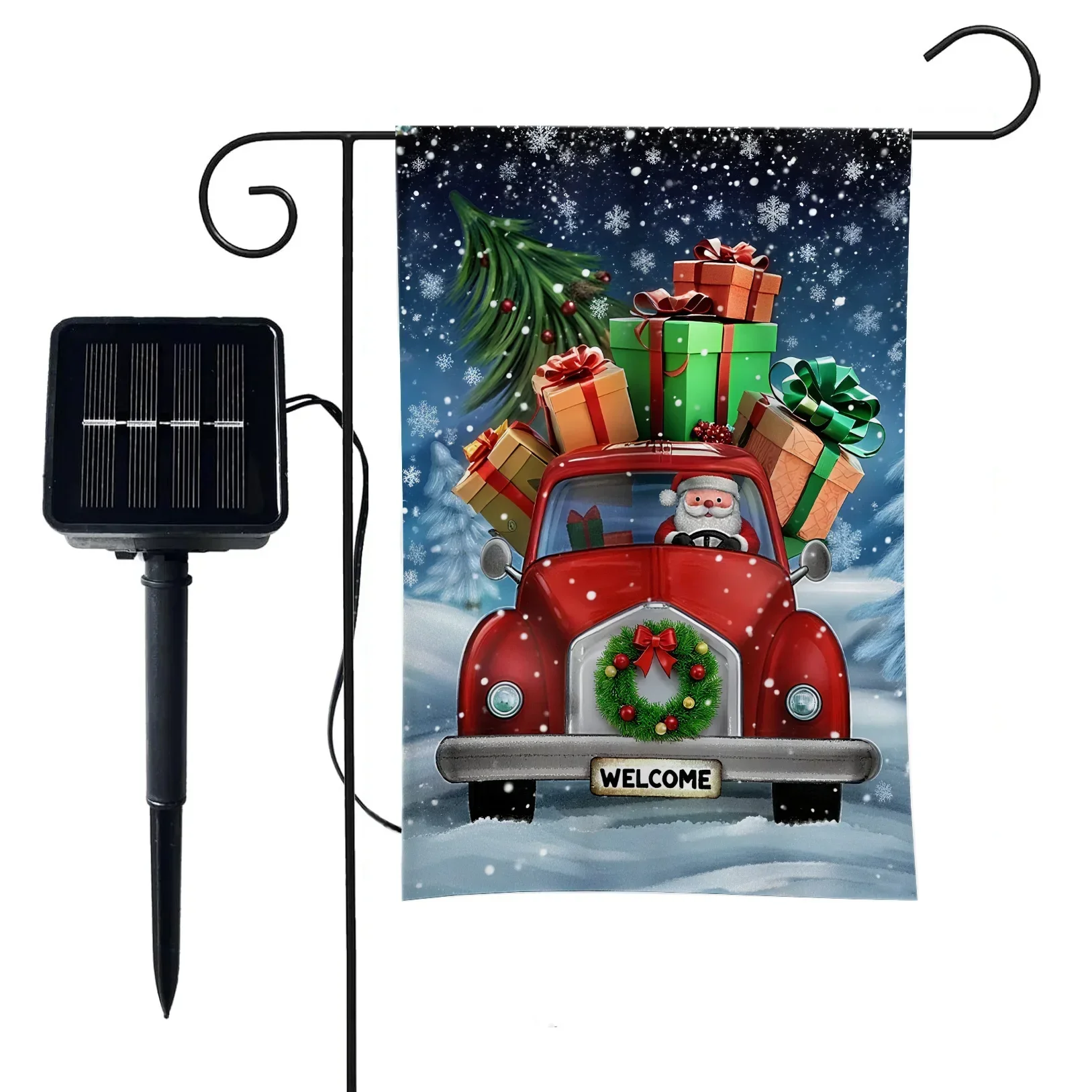 Creative Lighting Christmas Outdoor Courtyard Decoration Garden Flag Solar Lighting Garden Flag
