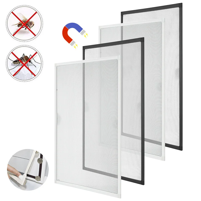 100x120cm/ 130x150cm Magnetischer Fenster-Insektenschutz Selbstklebender Fenster-Fliegengitter, Waschbares Netzgewebe, Fensterschleier